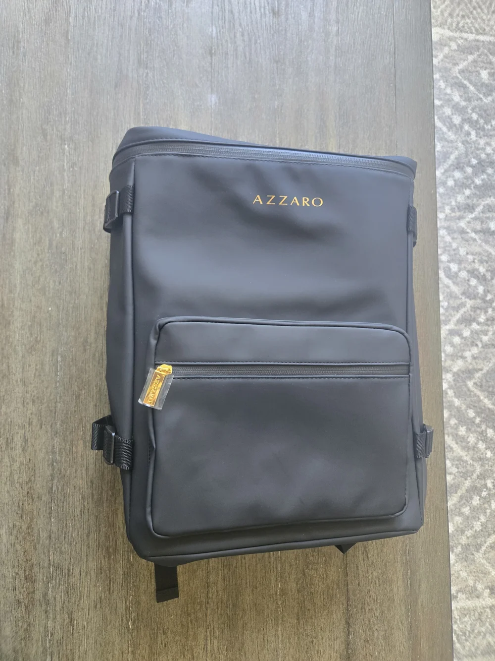 Azzaro Black Travel Backpack with Gold Hardware